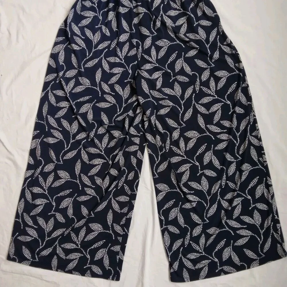 Lane Bryant Kimono Sleeve V-Neck Jersey Jumpsuit Leaves Flowy Chic Boho 14/16 - Picture 11 of 12